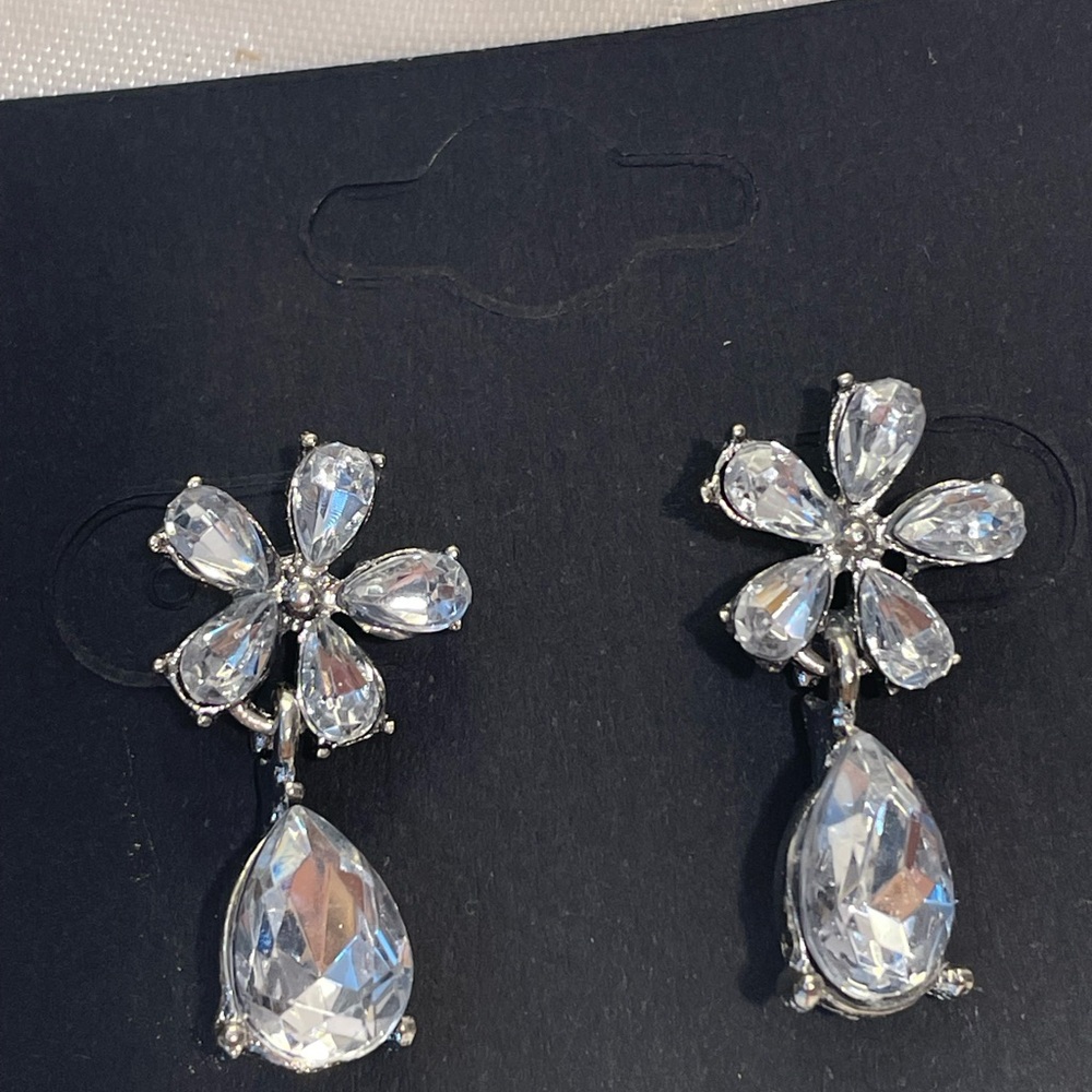 Elegant Silver Crystal Drop Earrings